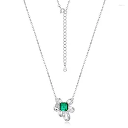 Chains Europe And America Cross Border Brilliant Colorful Treasure Necklace Female S925 Silver Inlay Cultivated Emerald Clawbone