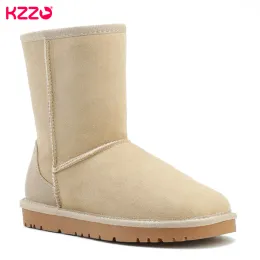Boots KZZO Fashion Women Australia Classic Basic Snow Boots Midcalf 100% Genuine Leather Wool Lined Winter Warm NonSlip Rubber Shoes