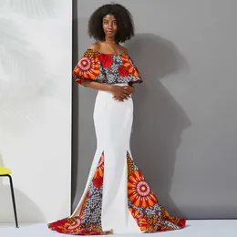 Fashion African Women Kitenge Print Designs Traditional Dinner Dress Africa Clothing Evening Dresses for