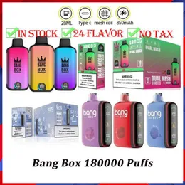 Bang Box 18000 Puffs Bang 18k Vapes Descartáveis Caneta E Cigarro 0% 2% 3% 5% Vaporizador Recarga Malha Bobina Vape Caneta Navio um dia 12000puffs