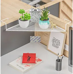 Hooks 1Pcs White Black Corner Hanging Wire Mesh Shelf For Office Partition Cubicle