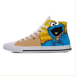 Skor monster anime tecknad manga komisk mode cookie casual tygskor hög topp lätt andningsbar 3d tryck män kvinnor sneakers