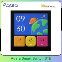 Kontroll AQARA SMART SWITCH S1E Touch Control 4Inch Full LED Timer Kalender Power Statistics Scene Setting Fjärr för HomeKit Aqara -app