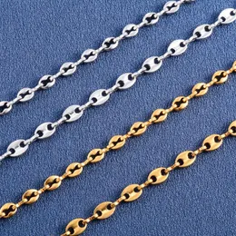 Kedjor handgjorda halsband länkar kaffeböna rostfritt stål smycken tillbehör för kvinnor män choker på nacken krage diy gåva