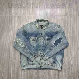 Men's Jackets designer Correct Version BL Home 2024 New Destroyed Denim Coat Jacket Fashion Versatile Loose Fit Unisex KBBN