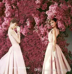 Bellissimi abiti da cocktail Audrey Hepburn Vintage di alta qualità rosa chiaro lunghezza tè celebrità abito formale da festa3377019