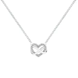 Kedjor 925 Sterling Silver Sparkling Infinity Heart Collier Pendant Necklace Crystal Neck Chain For Women Jewelry