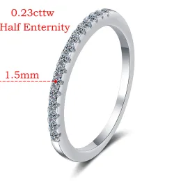 Smyoue Anello con moissanite Enternity completo da 0,57 ct placcato in 18 carati per donna S925 in argento sterling con diamanti abbinati a fascia con gioielli da sposa con scatola dal 9 al 31