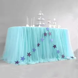 -Säljning av dessert bordsmask veckad bordduk bord kjol tutu tyllbord kjol för födelsedagsfest 240315