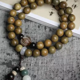 Strand Green Sandalwood Buddha Bead Armband med dubbelcirklar Passion Frö gammalt material Kultur och underhållning