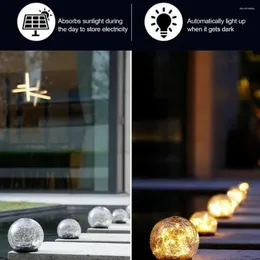 Set di luci solari per esterni a risparmio energetico per lampade a sfera in vetro incrinato impermeabili da giardino con funzione di ricarica automatica
