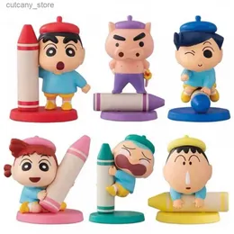 Action Toy Figures Crayon Shin Chan Colorful Pen Graffiti säger Cartoon Model Anime Figure Kawaii Toy Figures Collection Decoration Gift Children L240320