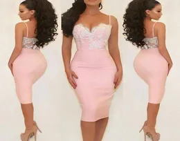 Laço branco apliques e rosa sereia vestidos de cocktail 2019 espaguete querida zíper sexy volta curto baile de formatura vestidos de festa 4343397