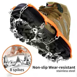 Akcesoria anty slip 8teeth Ice Buty Spike Chwyt Buty Łańcuch Climbing Mountainering Turining Crampons Crampons Grippers A9M2