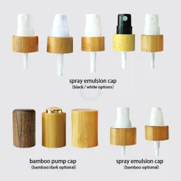 Butelki 10pcs 18/20/24/28 mm Naturalne bambus wielokrotnego użytku Dyszę butelki Lids Spray Emulsion Serum Pomp Pump Rolka na pokrywie Bambo Euro Kappin