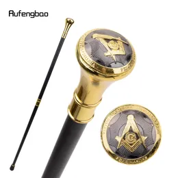 Golden Freemasonry Freemasons VG Totem Relief Bengala Moda Bengala Cavalheiro Crosier Knob Bengala 93cm 240314