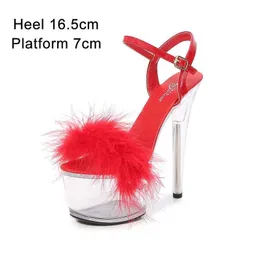 Kleidschuhe Shuzumiao 2021 Sommer Neue Frauen Fell Transparente Plattformen Sandalen High Heels16,5 CM Dünne Fersen Weibliche Party Pole Dance Schuh H240321MI8DRF3K