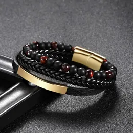 Stone String Multilayer Writy Leather Wrap Bracelets Lava Tiger Eye Gemstone Natural Bracelet Beaded Clasp Clasp Bracelet Banglet Bangle Jewelry