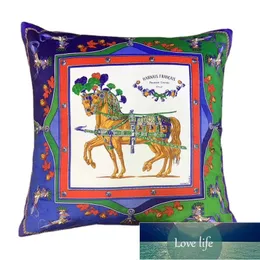 High-end Light Luxury Exquisite Duplex Printing Living Room Pillows Netherlands Velvet Horse Leisure Decoration Square Cushion Lumbar Pillow with Core