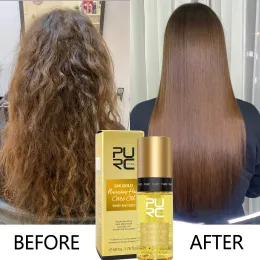 Treatments PURC 24K Gold Smoothing Hair Oil Coconut oil Repair Frizz Damaged Hair Serum AntiDandruff Scalp Treatment Hair Care Products