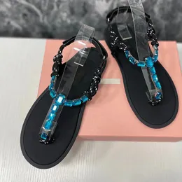 2024 Spring Summer Women Hot Sale Flat Sandals Runway Designer Patch Toe Hemp Hemp Rope Weaving Buckle Strap Outsid