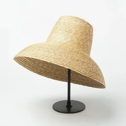 Lampform Sun Hat For Women STOR WIDE BRIM SUMMER SOMBER SAMT LADER HÖG TOP STACH UV Protection Derby Travel 240309