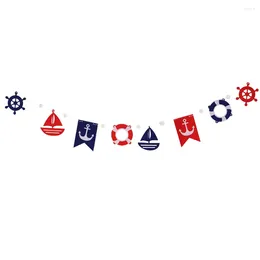 Party Decoration Nautical Banner Ocean Sea Temed Bunting Garland Sailboat Anchor Beach Hanging Sign Medelhavsprydnader för sommaren