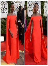 2019 Golden Globe Award Lupita Ballkleider Schulterfrei sexy Fancy Cape Cloak Bateau Etuikleider 7191631