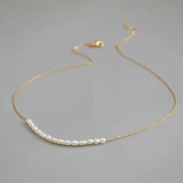 Mässing med 18k guld naturlig riktig pärla halsband wowen smycken party designer t visa runway klänning japan koreansk mode 240313