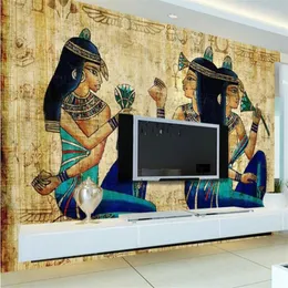 خلفيات Wellyu Papel de Parede Para Quarto Custom Wallpaper European القديم المصري الجدار المطلي بالخلفية Peint Peint