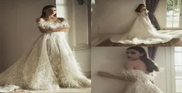 2019 فساتين زفاف Idan Cohen Feather قبالة الكتف A Line Sweep Train Sequins Buhemian Wedding Dress Custom Made Luxury Brid2931046