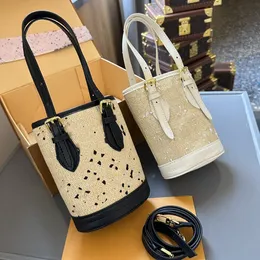 디자이너의 빨대 짠 3 차원 자수 네오 노우 버킷 가방 여성 중세 MM 쇼핑 가방 핸드백에 자수 꽃 어깨 가방