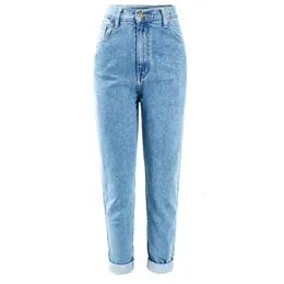 Kvinnors jeans 1886 youaxon bomull vintage hög midja mamma baggy jeans kvinnor blå denim byxor pojkvän jean femme jeans för flickor 230313