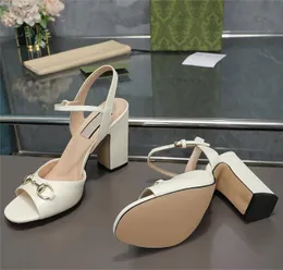 2024 Ny sommardesigner High Heels Classic toppklass äkta läder höga häl sandaler l klänning boll sandaler stora 35-42 med låda