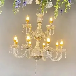 Świece El lampy ślubne żyrandol Crystal Gold Decoration Rekwizy