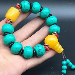 Strand Natural Old Turquoise Amusement Article Bracelet Rough Stone Carving