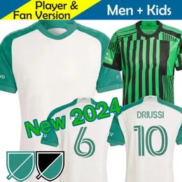 2023 2024 Austin FC Soccer Jersey Kid Kit Man 23/24 Fotbollskjorta Primär hem Green Las Voces Away White Tan Armadillo Driussi Rigoni Ring Rubio Wolff Zardes