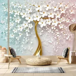 Wallpapers moderno casca e vara aceitar para sala de estar decoração floral árvore 3d abstrato contato papéis de parede decoração de casa