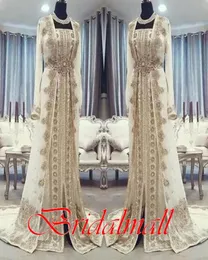 Fas Kaftan Kaftan Gece Elbise 2020 Mütevazı Dubai Abaya Arap Uzun Kollu Şaşırtıcı Altın Nakış Prom Resmi Gowns Robes6705210