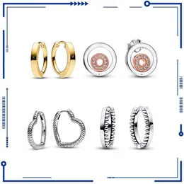 Orecchini rotondi in argento 925 con doppio anello, orecchini a sfera, adatti per braccialetti PAN originali, orecchini di moda con fascino, gioielli fai da te, spedizione gratuita