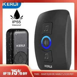 Doorbells KERUI wireless doorbell waterproof smart home doorbell welcome melody bell kit LED flashing safety alarmY240320
