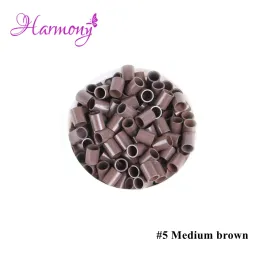 Tubes Harmony Plus Hair 1000 pezzi Colore marrone medio Micro anello dritto in rame 3,6 * 2,9 * 4,5 mm Anelli di estensione dei capelli per capelli stick