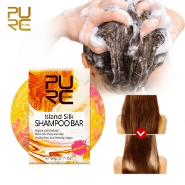 SHAMPOOS PURC ISLAND 실크 샴푸 비누 부드러운 청소 및 건강한 유기농 식물 추출물 헤어 샴푸를 촉진합니다.