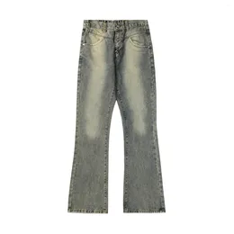 Jeans da uomo americani retrò micro svasati per High Street lavati effetto consumato pantaloni casual a gamba larga denim Y2k