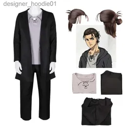 Cosplay Anime Costumes Eren Jaeger Cosplay to Anime Attack Titan Perg Set Halloween Eren Yeager Cosplay to Black Trench Coat