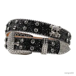 Bälten 3.3 cm Punk Rock Crystal Studded Belt Men Women Western Cowboy with Diamond Bing Rhinestone Belt Disco E Girls for Jeans