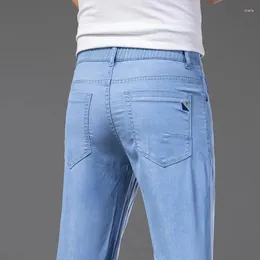 Męskie dżinsy workowate ubranie Summer Ultra cienkie licell proste spodnie Modne Busines