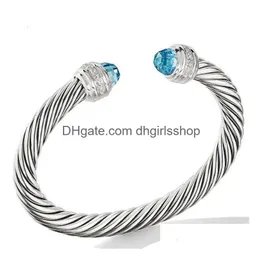 Bangle Fashion Stainless Steel Bracelet Zircon Wire Twisted Rope 7Mm Open Accessories Wholesale 230710 Drop Delivery Jewelry Bracelets Dhnwg