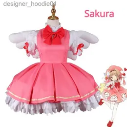 cosplay Anime Costumes Cardcaptor Sakura Role Play Lets Go Girl Pink Lolita Dress JP Anime COS Costume Womens Carnival Role Play PartyC24320