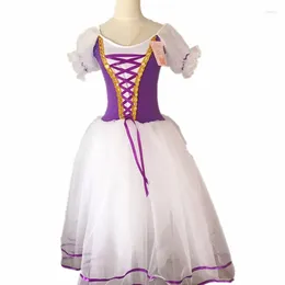 Bühnenkleidung Romantisches Tutu Giselle Ballettkostüme Mädchen Kind Velet Langes Tüllkleid Ballerina Puffärmel Chorus